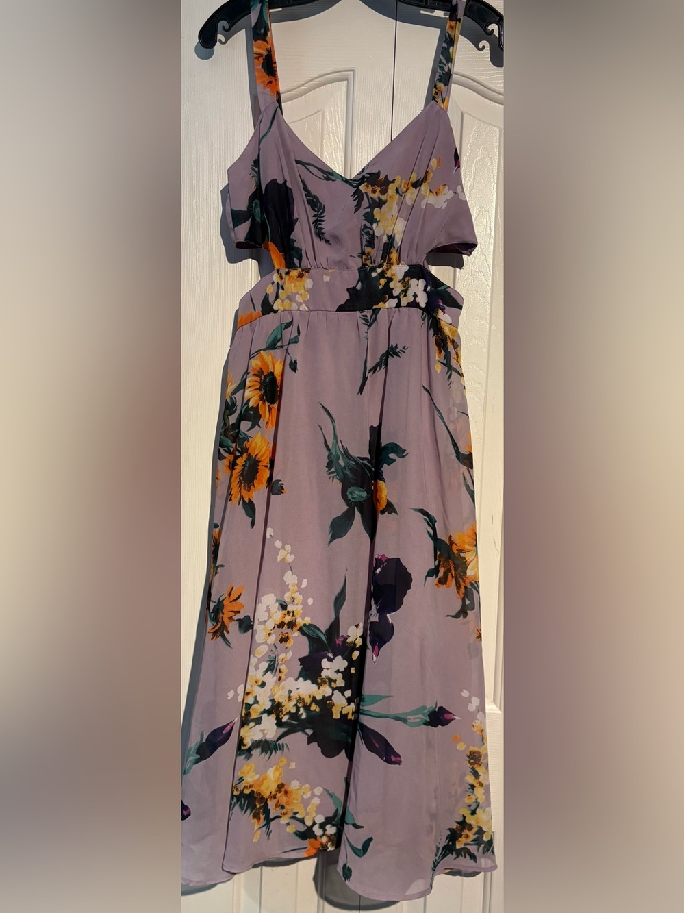 ASOS Lavender Floral Dress with flattering side cut outs & beautiful Print